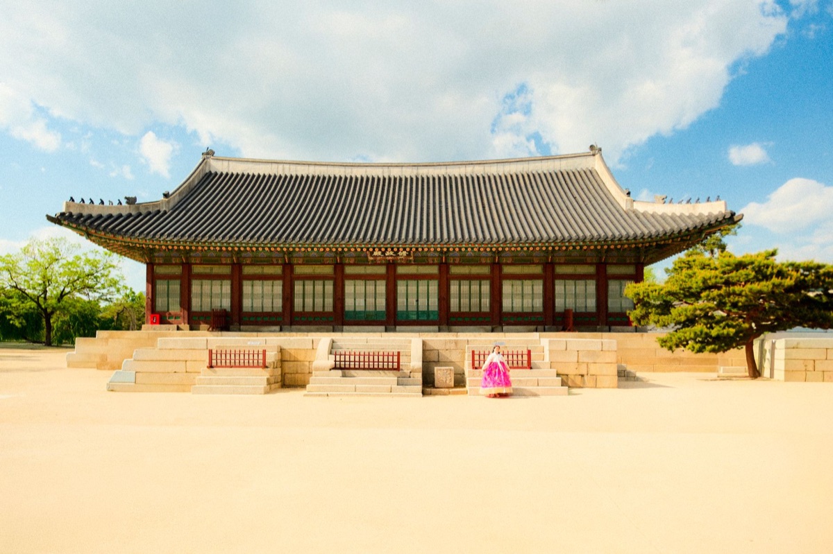 Hanbok display at Gyeongbokgung