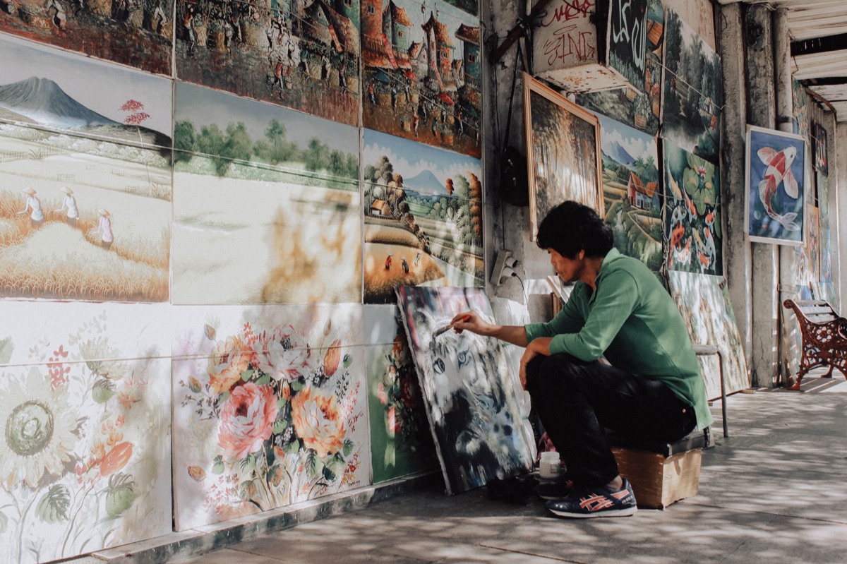 Hongdae Street with Cafes and Art Galleries