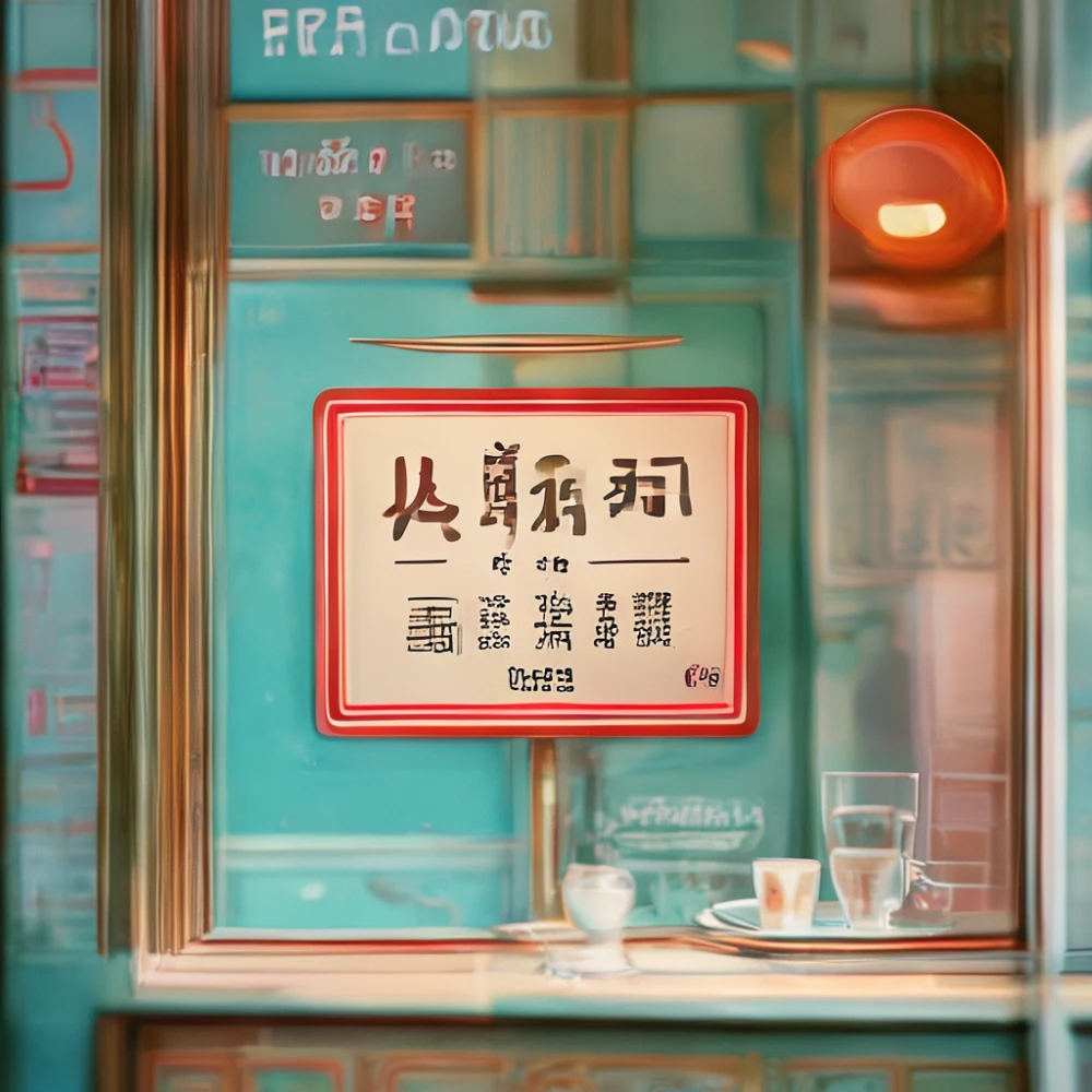 Cafe sign with traditional Korean font