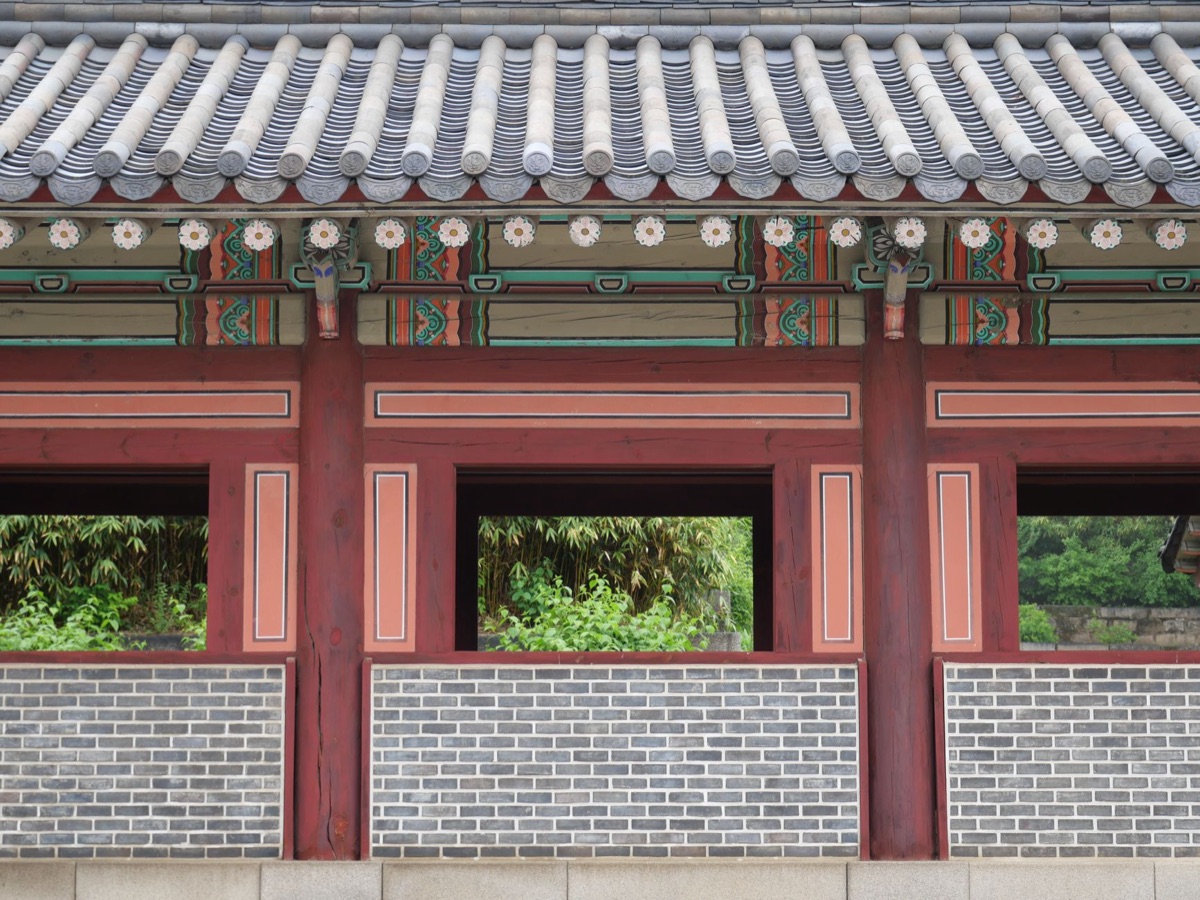 traditional Korean hotel with wooden decor