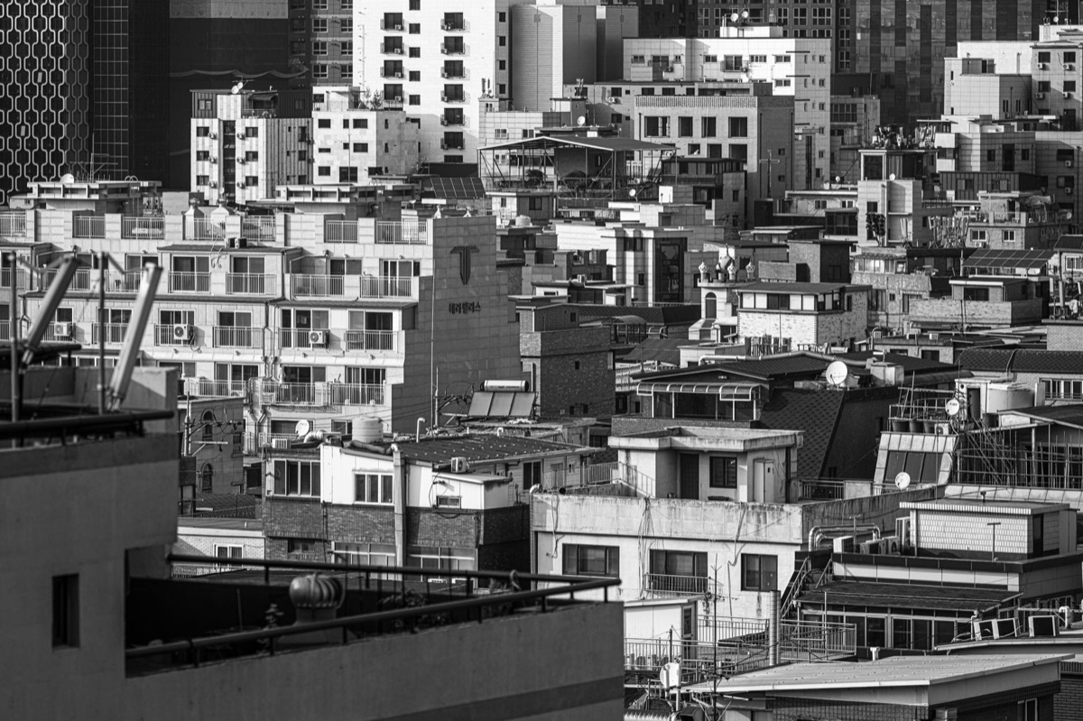 Seoul rooftop bar at night