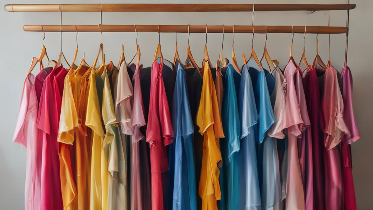 Clothing rack displaying summer dresses