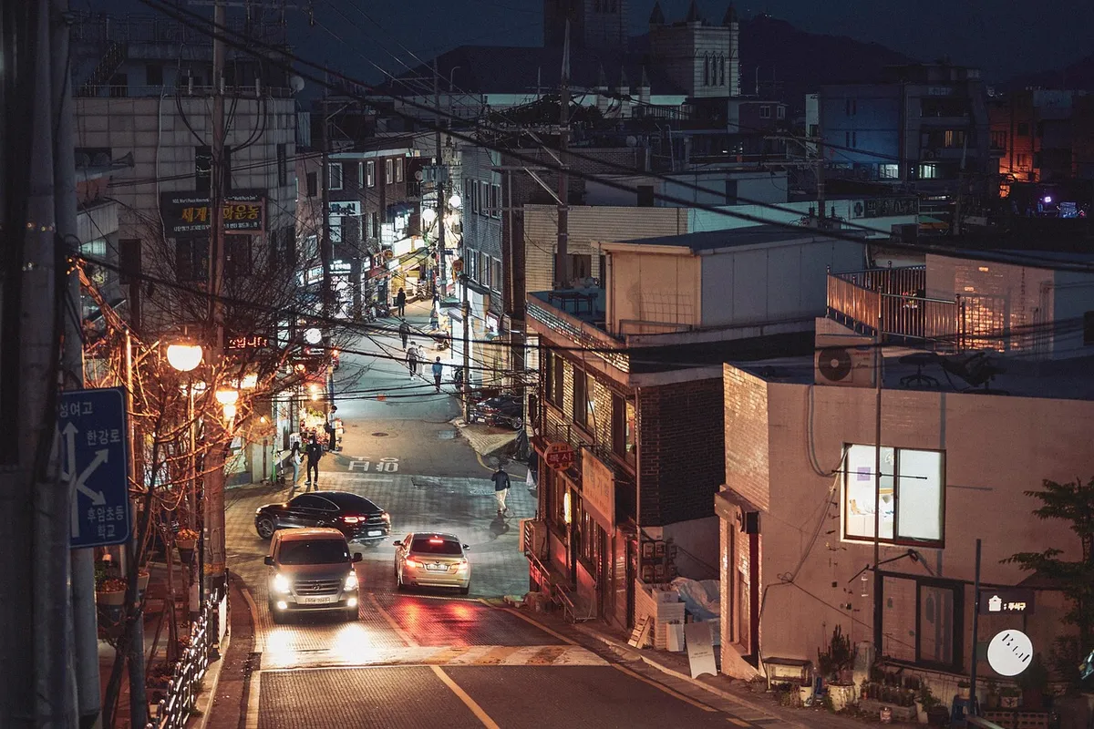 南韓，街頭，首爾，黃昏，夕陽，城市，風景，電影攝影，自然，小巷